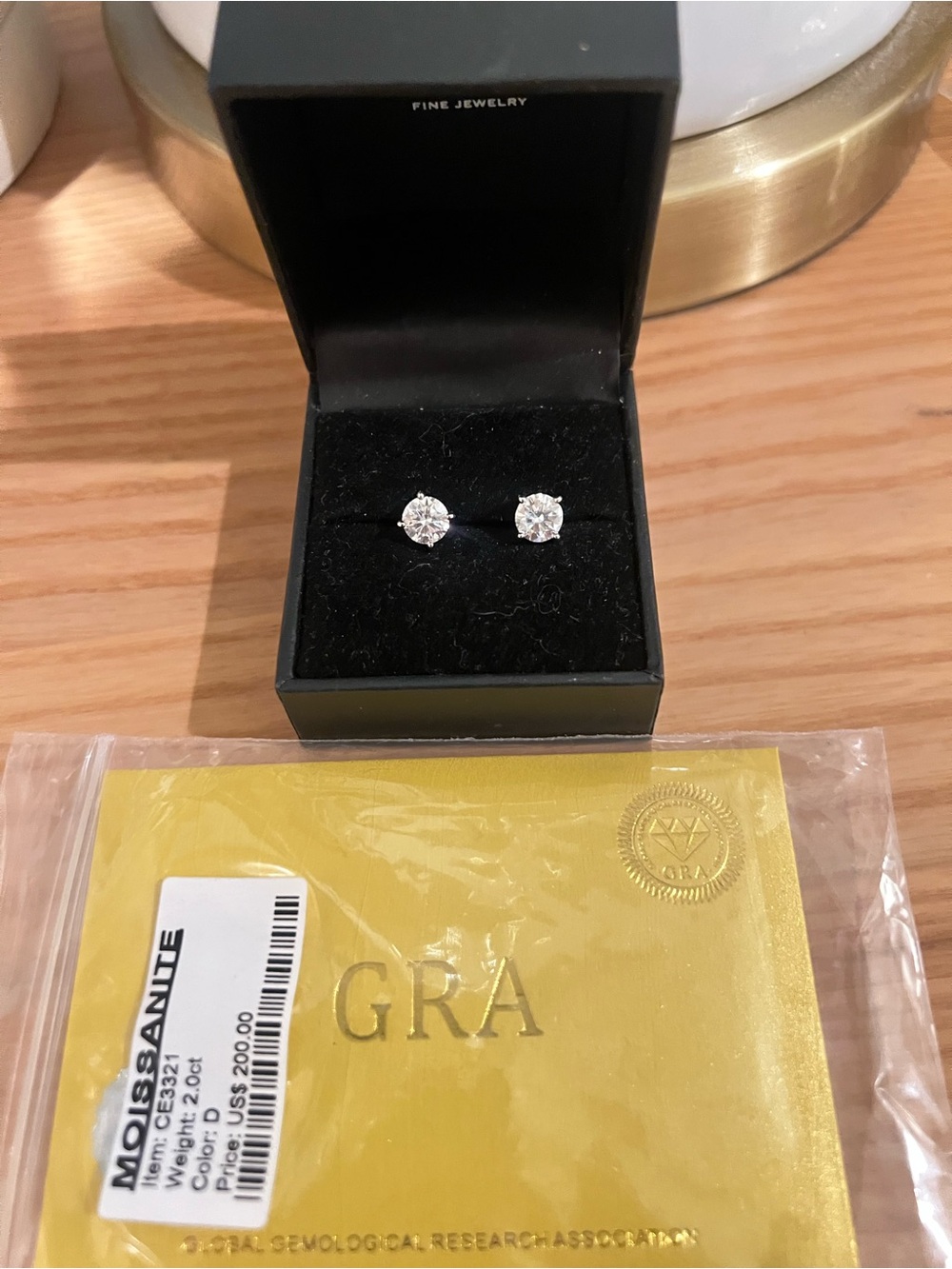 New GRA moissanite 2 carat Round Stud Earrings in silver